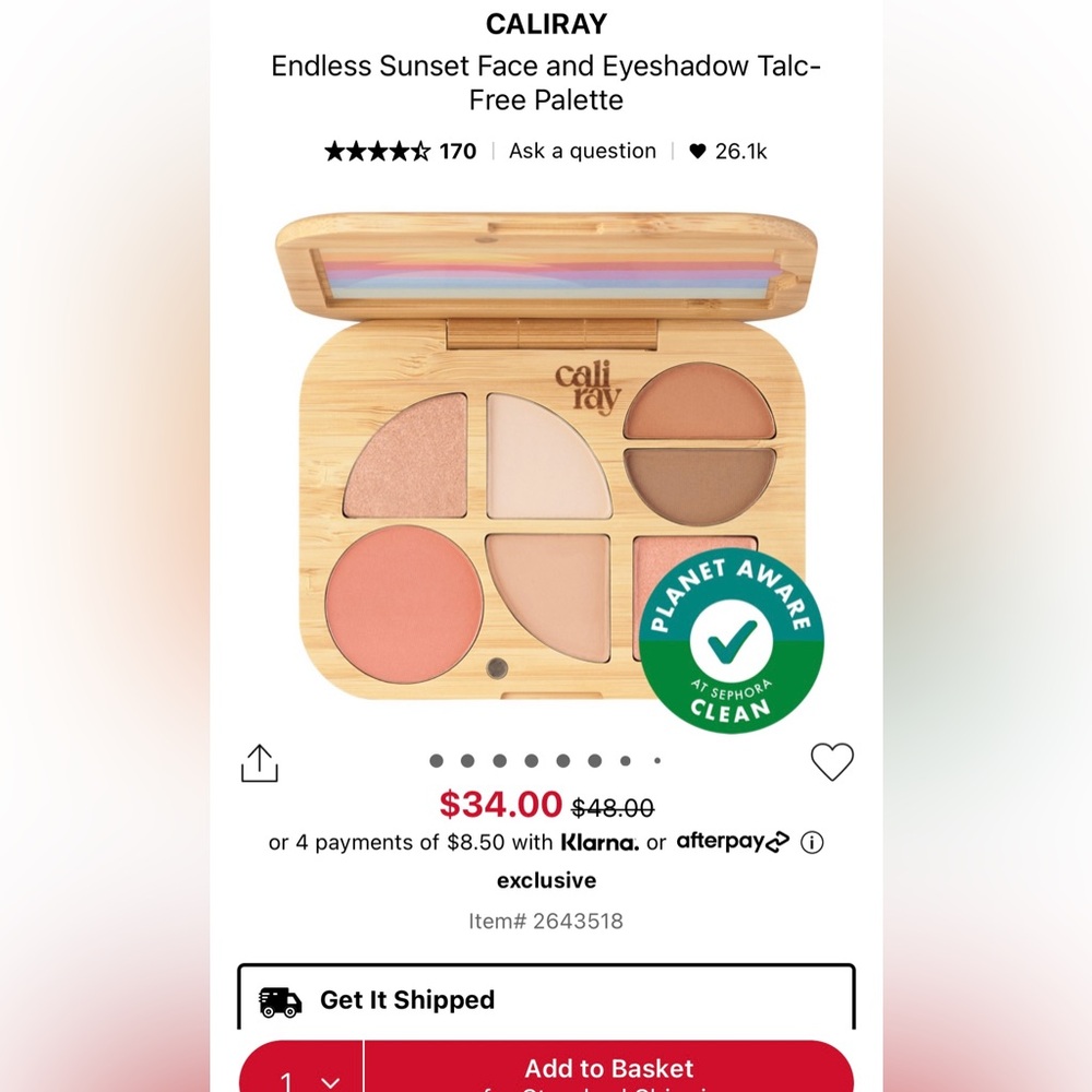Caliray Endless Sunset Face and Eyeshadow Palette